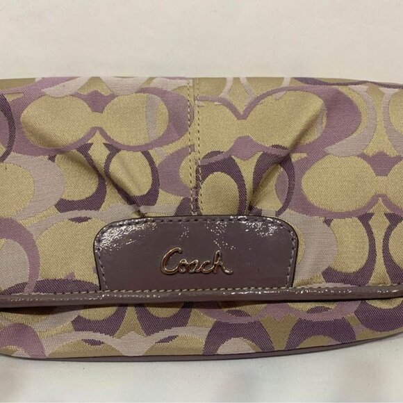 coach wristlet. Brand new! Tan/purple. Card organizer built in. - Picture 2 of 10